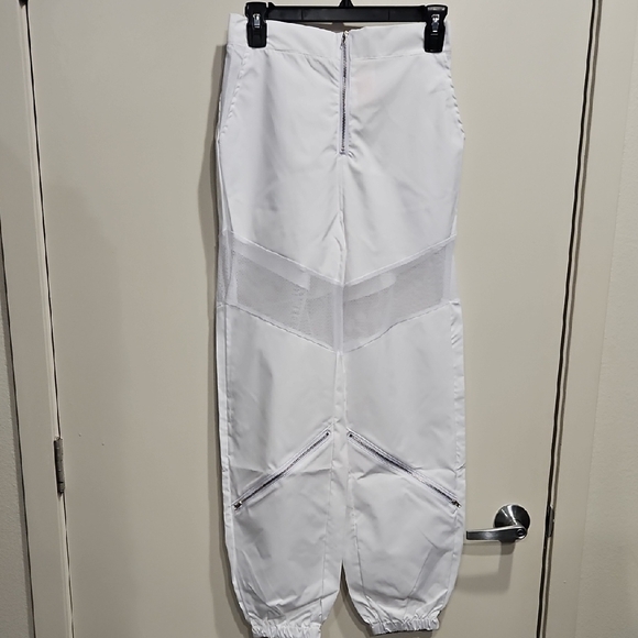 Lifeshe Pants - White Women's Track Jogger Pants with Mesh Panels